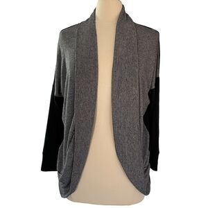 SUNDRY Sz‎ 1/S Womens Black Stripe Colorblock Cocoon Open Front Cardigan Sweater